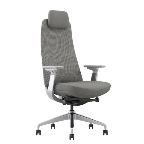 Desky Pinnacle Executive Office Chair (Light Grey/Polished Aluminium)