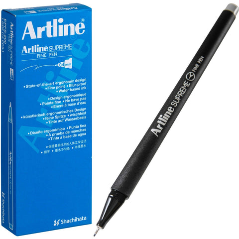Artline Supreme Fineline Pen 0.4mm Pastel Box of 12 (Grey)