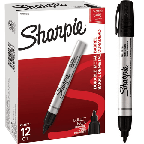 Sharpie Permanent Marker 1.5mm Metal Barrel Black (12)