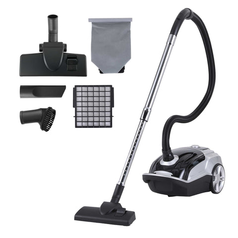 DEVANTI Bagged Vacuum Cleaner Powerful Suction for Carpet Wood Tile Floor (Black)