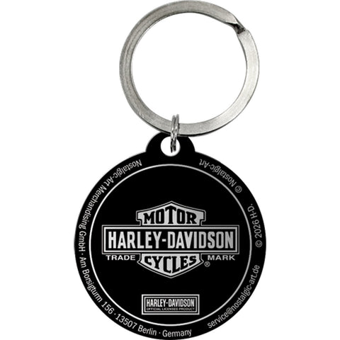 Nostalgic-Art Keyring Round Harley-Davidson Genuine Motor Oil Stainless Steel 7.5x4x0.3cm