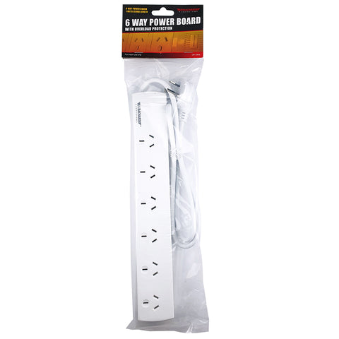 Ultracharge 6-Socket Standard Power Strip Board 1m Extension Outlet (White)