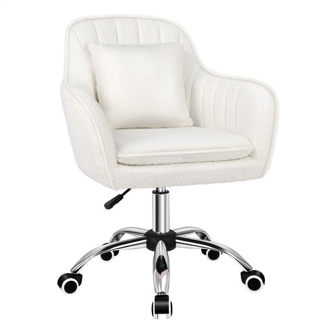 ALFORDSON Boucle Office Chair Computer Swivel Armchair Work Adult Kids (White)
