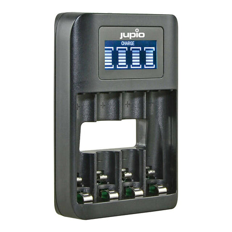 Jupio 4-Slot Octo Fast Battery Charger with LCD Screen For AA and AAA Batteries