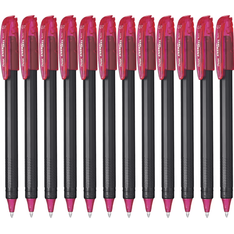 Pentel Box 12 EnerGel BL417 Gel Roller Pen 0.7mm (Pink)