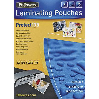 Fellowes Laminating Pouch Gloss 175 Micron 59x83mm Clear Pack 100