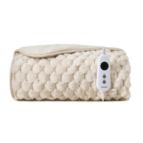 Dreamaker Emmett Textured Faux Fur Heated Throw [130x160cm] (Cream)