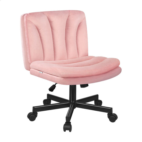 ALFORDSON Armless Office Desk Chair Mid Back Wide Seat Velvet (Pink)