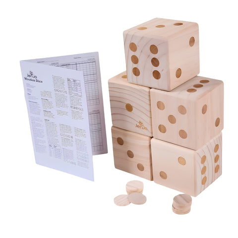 Jenjo Games Large Wooden Dice Set - 9cm with Scorecard Book