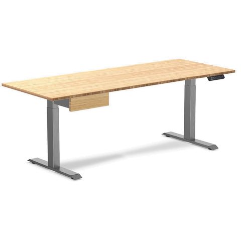 Desky Single Standing Desk With Drawer - Bamboo / 2000x750mm / Space Grey