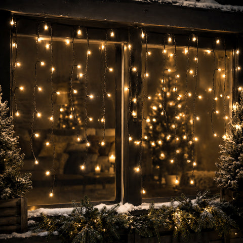 Lexi Lighting 240 LED Icicle Christmas Lights Warm White