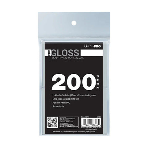Ultra Pro PRO-Gloss Standard Deck Protector Sleeves 200ct Bundle - Clear