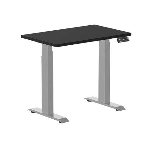 Desky Dual Mini Sit Stand Desk 800x500 Black Desktop and Grey Frame