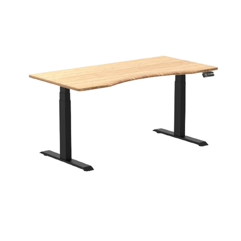 Desky Dual Ergo Edge Sit Stand Desk 150cm Bamboo Desktop and Matte Black Frame
