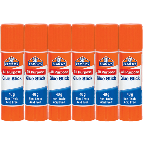 Elmers All Purpose School Glue Stick Clear 40G Pack 6