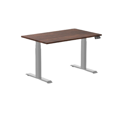 Desky Dual Softwood Sit Stand Desk 120cm American Rustic Pine Desktop and Grey Frame