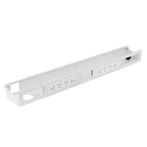 Desky Quad Frame Channel + Mounting Bracket - White / 8 Plugs