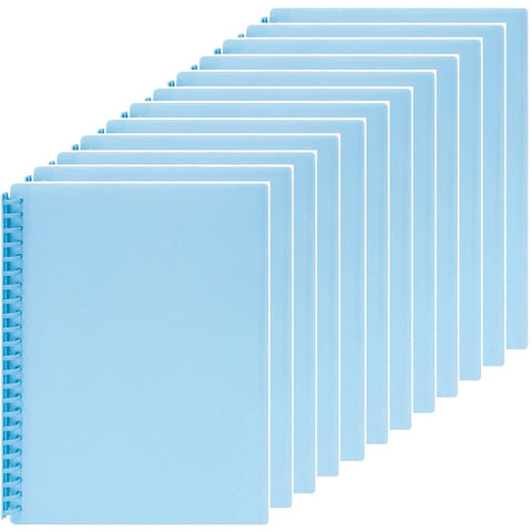 Marbig Refillable Display Book With Insert Cover A4 20 Pocket Pastel Blue 12 Pack