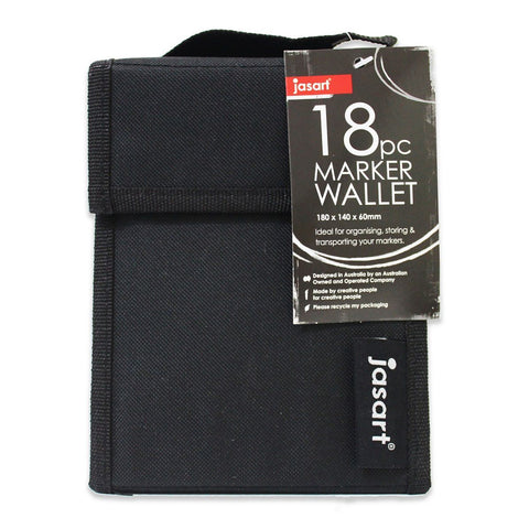 Jasart 18-Marker Wallet Organiser Holder Storage School Stationery 18x14cm Black
