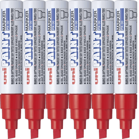 Uni-Ball PX30 Box 6 Paint Marker Chisel Tip 8mm (Red Bold)