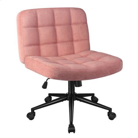 ALFORDSON Office Desk Chair Computer Armless Wide Seat Mid Back Chenille (Pink)