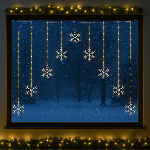 Lexi Lighting Curtain with snowflake - Warm Whtie