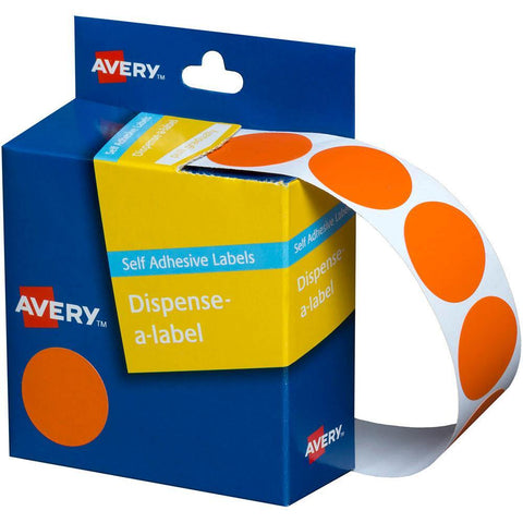 Avery 937248 Round Label Dispenser 24mm (Orange) [Box 500]