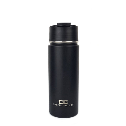 Coffee Culture 500ml Stainless Steel Insulated Travel Flask with Sipper (Black)