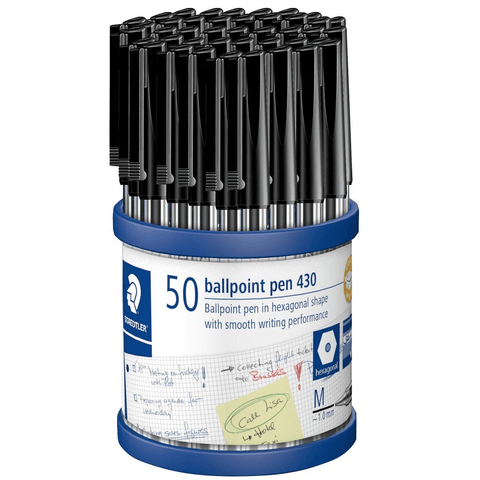 Staedtler 430 Stick Ballpen Medium (Black) [Cup 50]