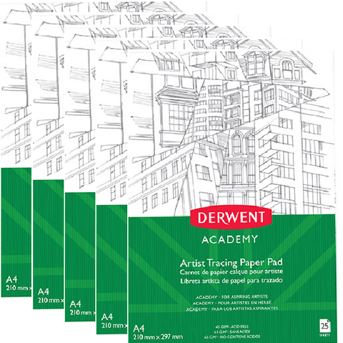 Derwent 5 Pack 25 Sheets Academy Tracing Paper Portrait Artists (A4)