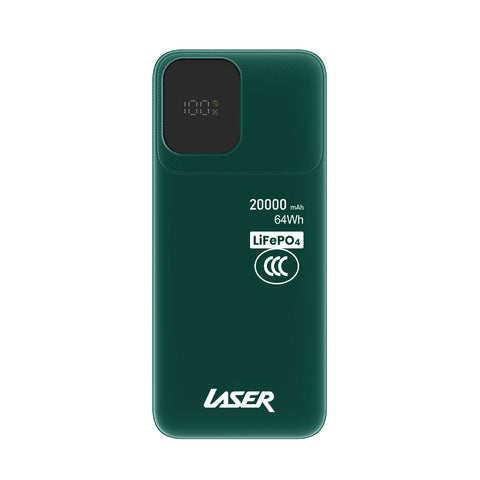 Laser 20000mAh LiFePO4 Powerbank 20W USB-C PD (Green)