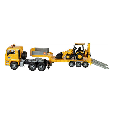 Bruder 1:16 Commercial MAN TGA Low Loader With JCB Midi CX Backhoe Loader Model