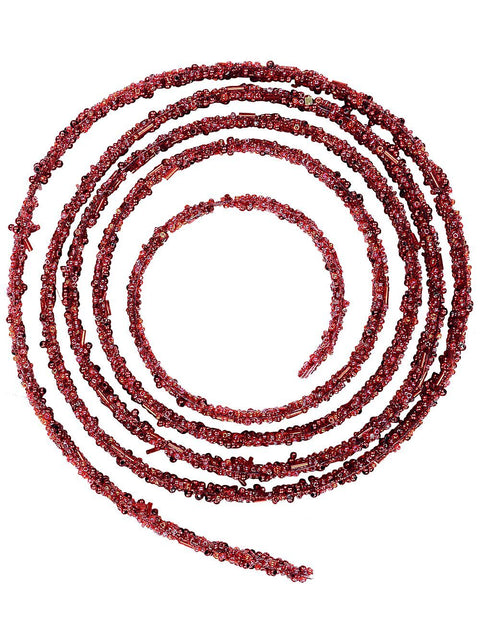 Christmas Warehouse - DECRH069 Red Beaded Woven Ribbon Dynamic Drape Garland | 1.8m Red