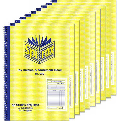 Spirax 555 Duplicate Tax Invoice And Statement Book No Carbon Pack 10
