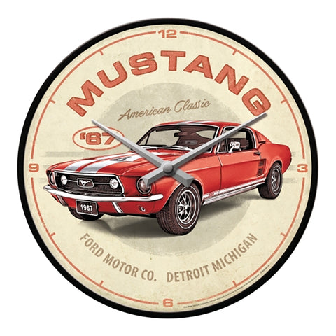 Nostalgic-Art Wall Clock Ford Mustang GT 1967 Red Design 30cm