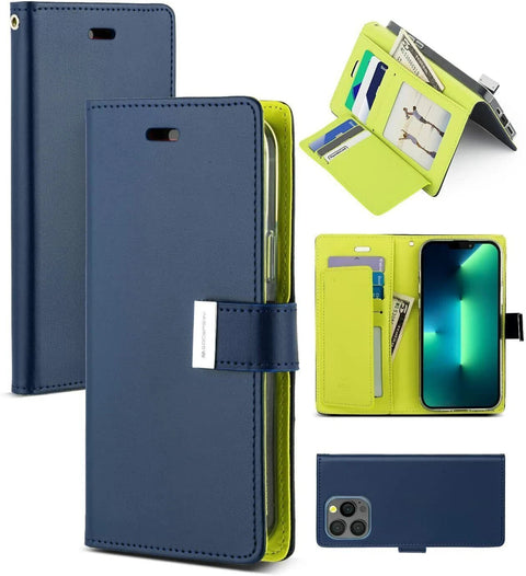 Goospery Rich Diary case for iPhone 15 Pro - Navy
