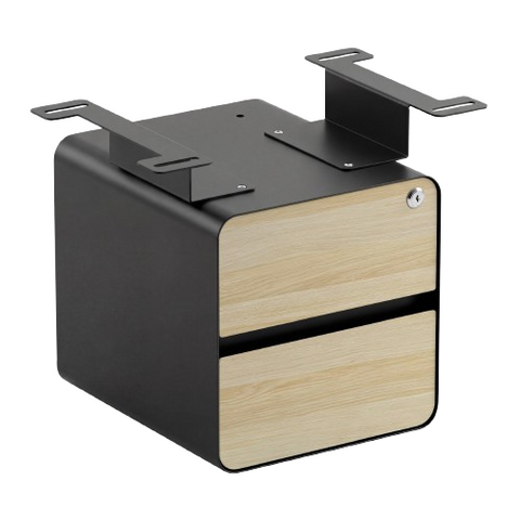 Desky Minimal Under Desk Cabinet - Classic Oak Melamine / Black