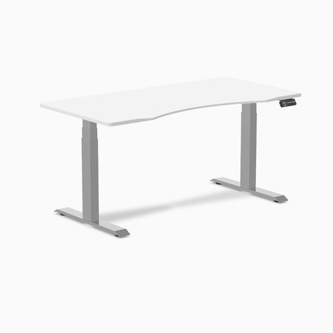 Desky Dual Ergo Edge Sit Stand Desk 150cm White Desktop and Grey Frame