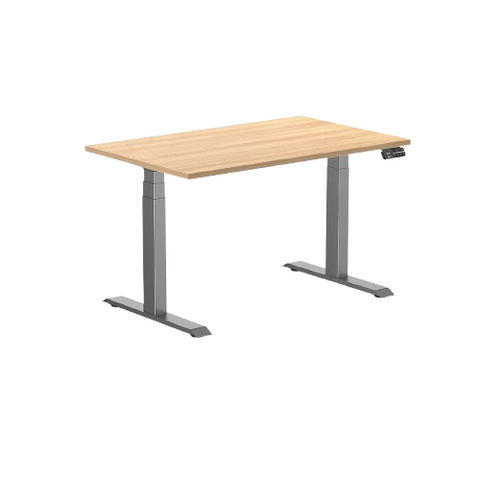 Desky Dual Melamine Sit Stand Desk 120cm Sublime Teak Desktop and Space Grey Frame