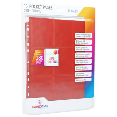 Gamegenic Sideloading 18 Pocket Pages 10-Pieces Pack (Red)