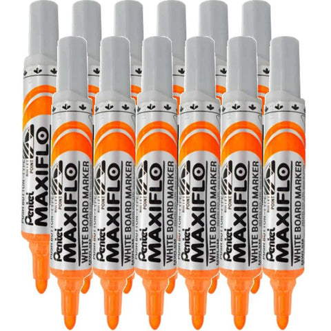 Pentel Maxiflo Whiteboard Marker Bullet Point (Orange)  [Box 12]