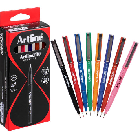 Artline 200 Fineliner Pen 0.4mm (Assorted) [Box 12]