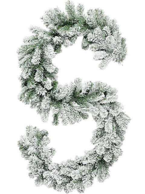 Christmas Warehouse - GARL2604 2.7m Dawn White Moderately Flocked Spruce Christmas Garland | 180 Tips Green with White