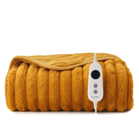 Dreamaker Chunky Fleece Electric Heated Throw - Mustard Gold