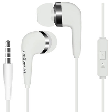 Kensington Stereo Earphones with Microphone and Case 3.5mm White