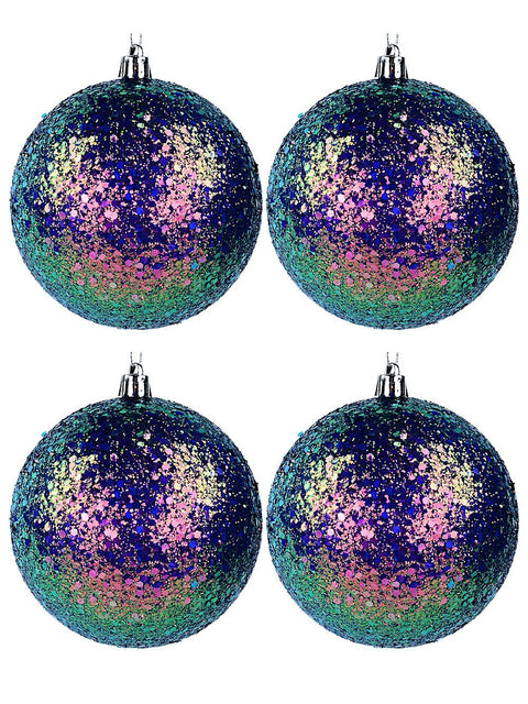 Christmas Warehouse - DECR9183 4x Lustrous Vibrant Iridescent Signature Sequin Baubles | 10cm Iridescent
