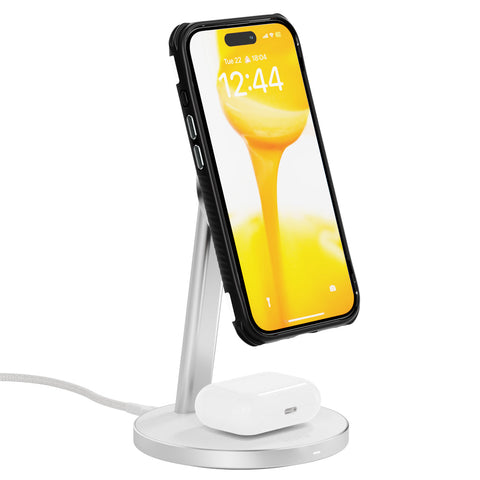 EFM Qi2 15W Duo Wireless Charge Stand with 20W Power Supply and 1.2M Cable (White)