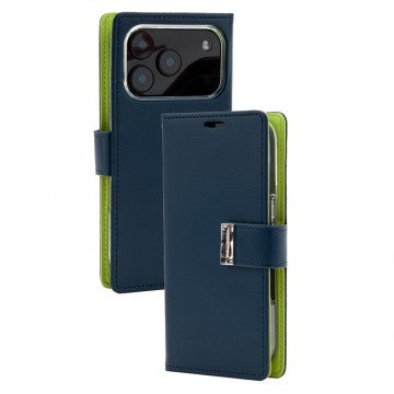 Goospery Rich Diary for iPhone 17 Pro Max - Navy, Non-Magsafe