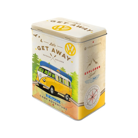 Nostalgic-Art Tin VW Bulli Lets Get Away Design 10x14x20cm Large Storage Box