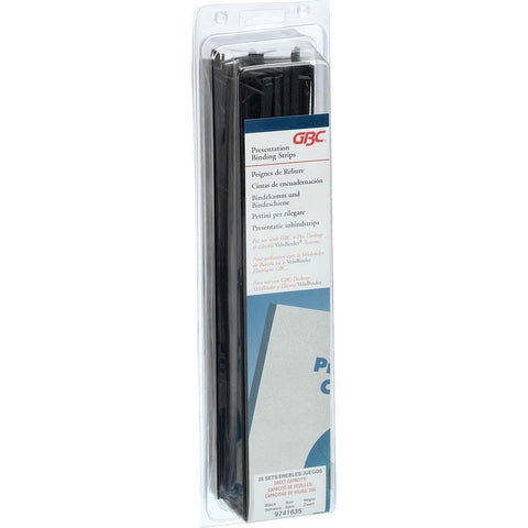 GBC Velobind Strips 4 Prong Black Pack 25 45mm